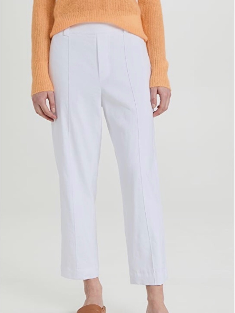 VINCE Linen Blend Tapered Pull On Cropped Pants Sz Medium Optic White
